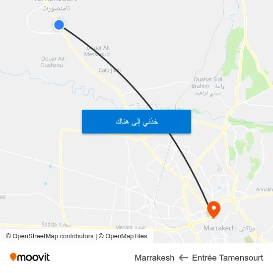 Entrée Tamensourt to Marrakesh map