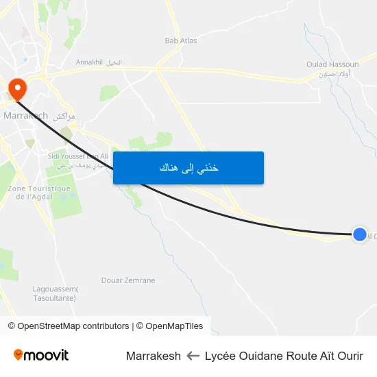 Lycée Ouidane Route Aït Ourir to Marrakesh map