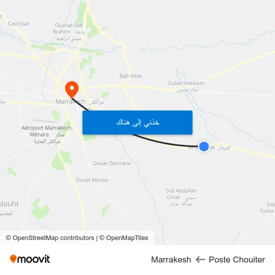 Poste Chouiter to Marrakesh map