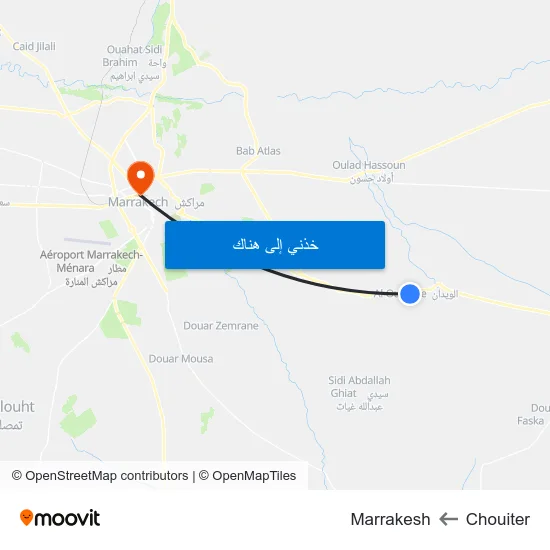 Chouiter to Marrakesh map