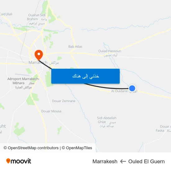 Ouled El Guern to Marrakesh map