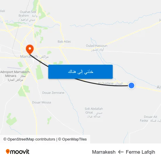 Ferme Lafqih to Marrakesh map