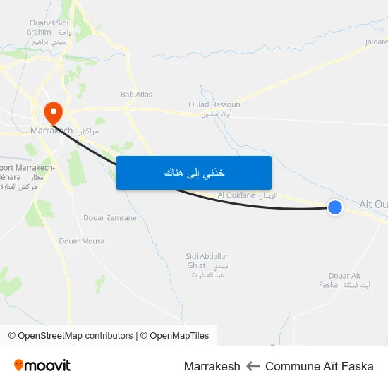 Commune Aït Faska to Marrakesh map