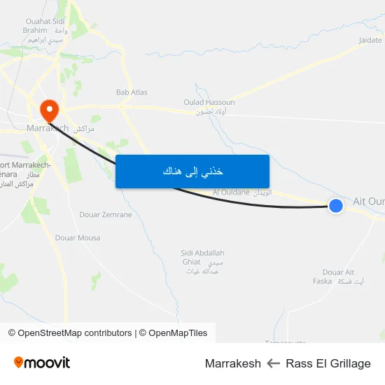 Rass El Grillage to Marrakesh map