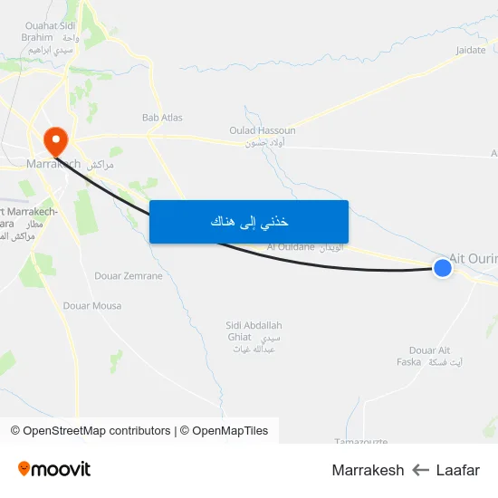 Laafar to Marrakesh map