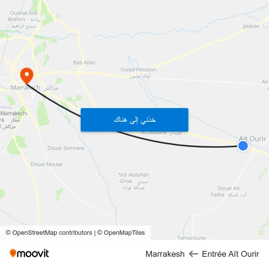 Entrée Aït Ourir to Marrakesh map
