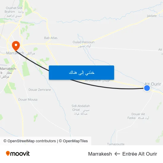 Entrée Aït Ourir to Marrakesh map