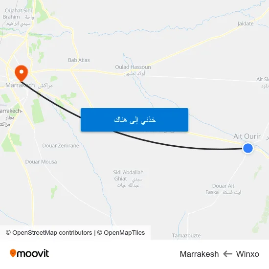 Winxo to Marrakesh map