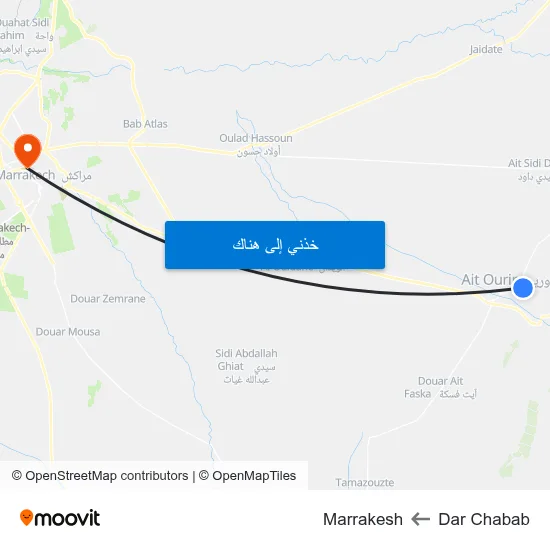 Dar Chabab to Marrakesh map