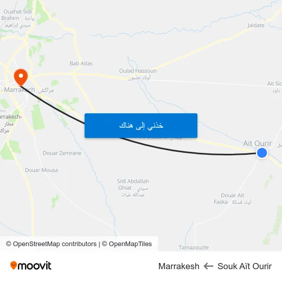 Souk Aït Ourir to Marrakesh map