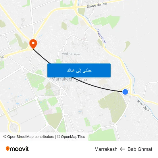 Bab Ghmat to Marrakesh map
