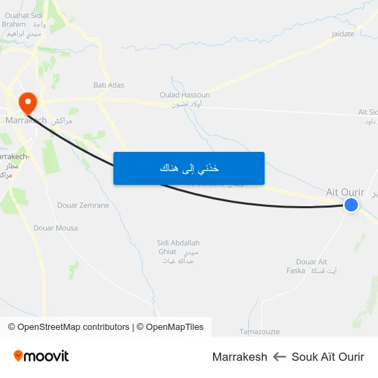 Souk Aït Ourir to Marrakesh map