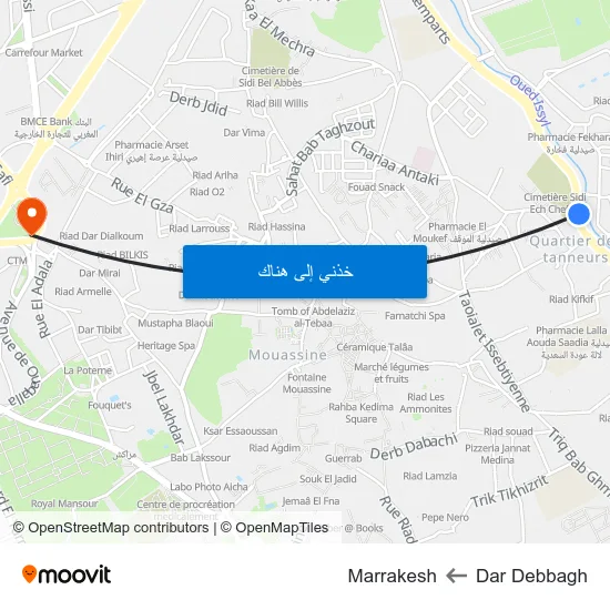 Dar Debbagh to Marrakesh map