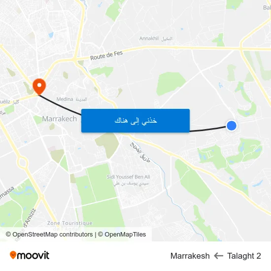 Talaght 2 to Marrakesh map