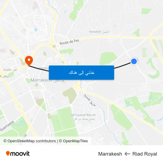 Riad Royal to Marrakesh map