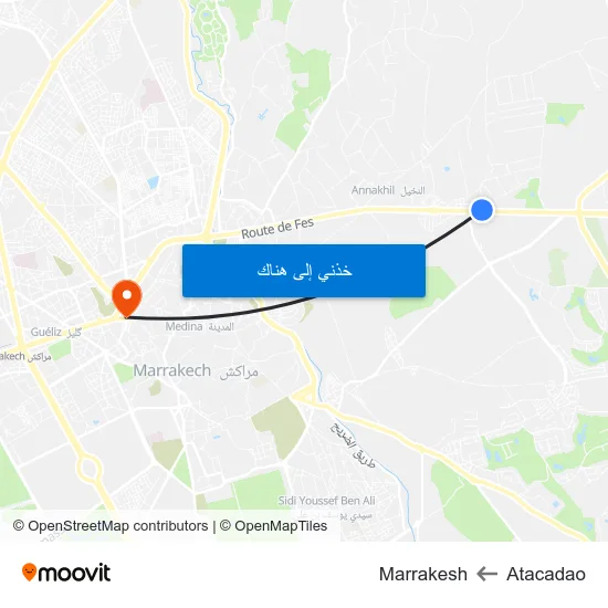 Atacadao to Marrakesh map
