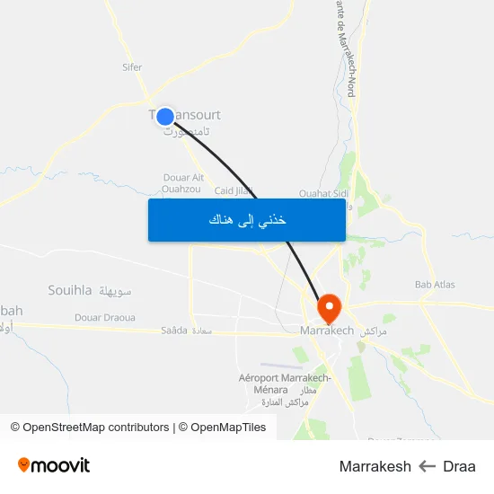 Draa to Marrakesh map