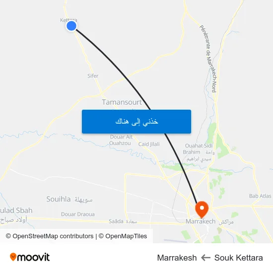 Souk Kettara to Marrakesh map