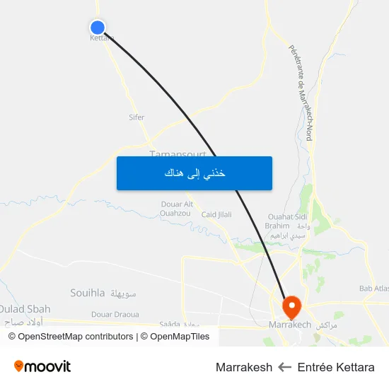 Entrée Kettara to Marrakesh map