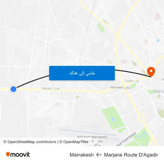 Marjane Route D'Agadir to Marrakesh map
