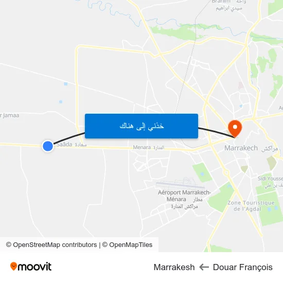 Douar François to Marrakesh map