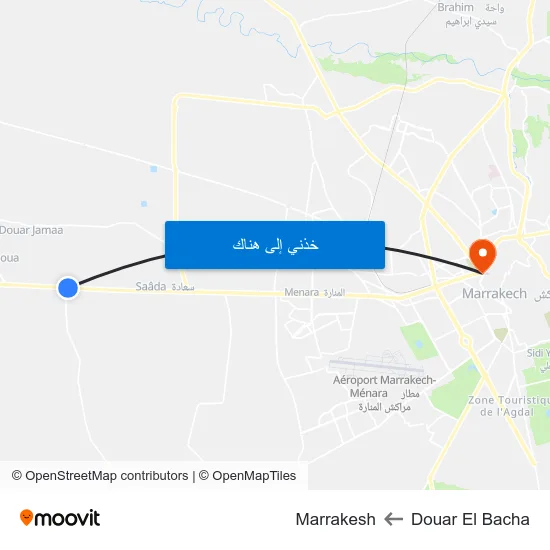 Douar El Bacha to Marrakesh map