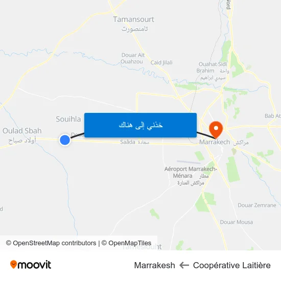 Coopérative Laitière to Marrakesh map