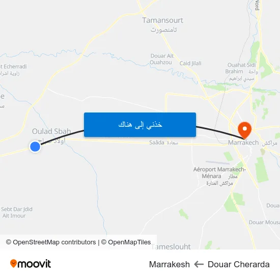 Douar Cherarda to Marrakesh map