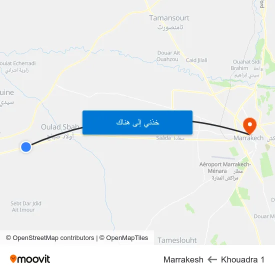 Khouadra 1 to Marrakesh map