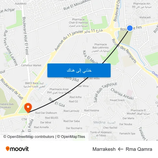 Rma Qamra to Marrakesh map