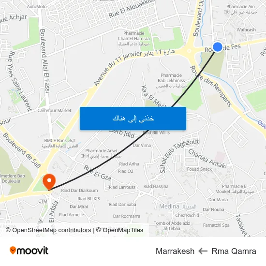 Rma Qamra to Marrakesh map