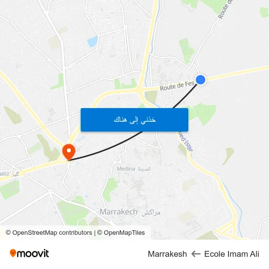 Ecole Imam Ali to Marrakesh map
