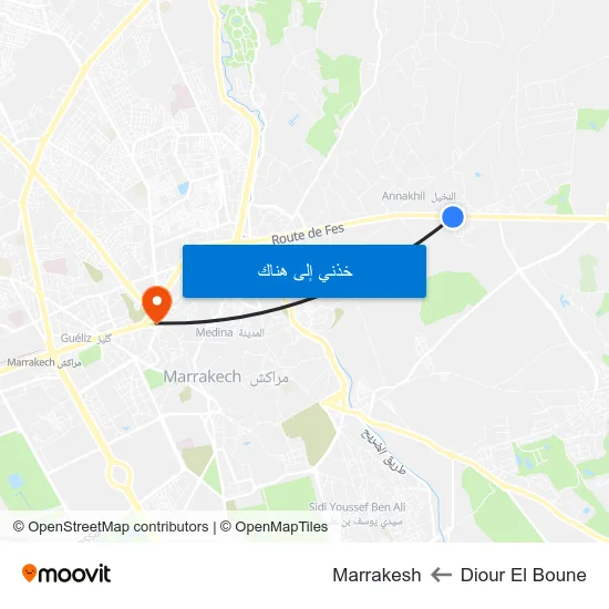 Diour El Boune to Marrakesh map