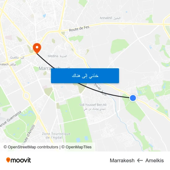 Amelkis to Marrakesh map