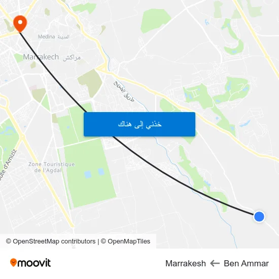 Ben Ammar to Marrakesh map