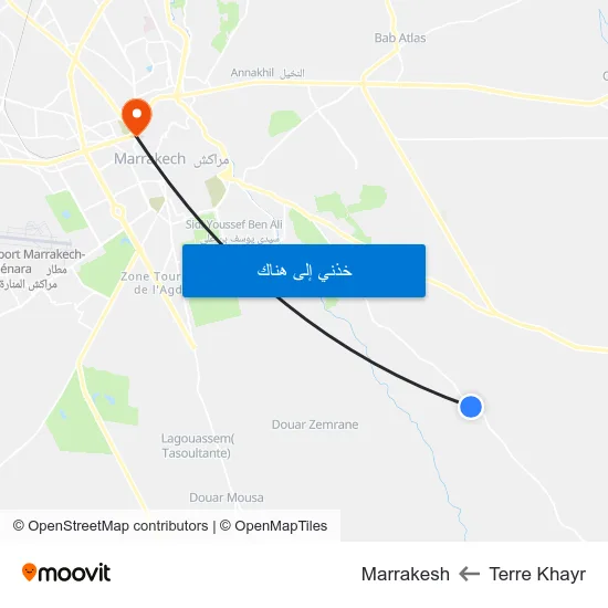 Terre Khayr to Marrakesh map