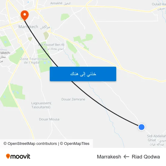 Riad Qodwa to Marrakesh map