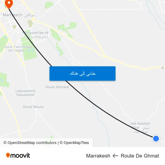 Route De Ghmat to Marrakesh map