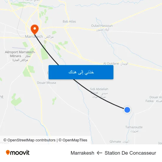 Station De Concasseur to Marrakesh map