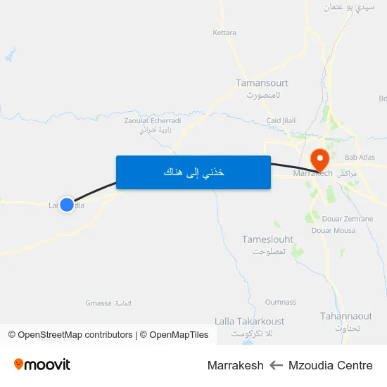 Mzoudia Centre to Marrakesh map