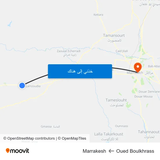 Oued Boulkhrass to Marrakesh map