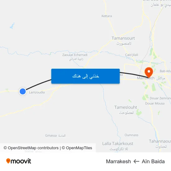 Aïn Baida to Marrakesh map