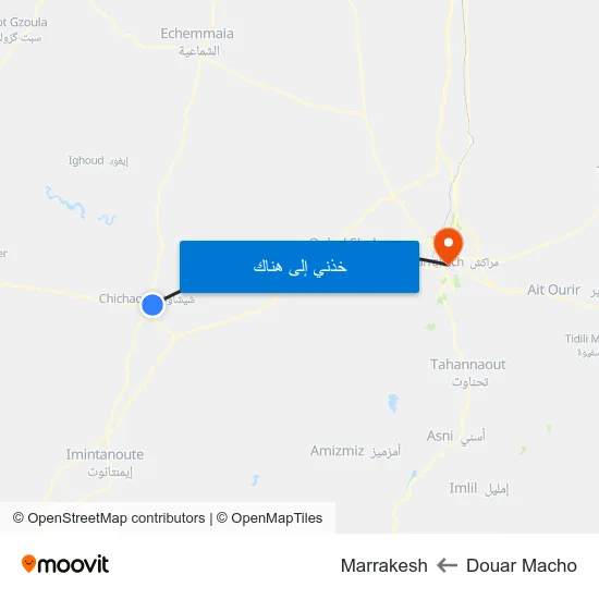 Douar Macho to Marrakesh map