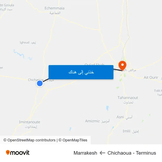 Chichaoua - Terminus to Marrakesh map