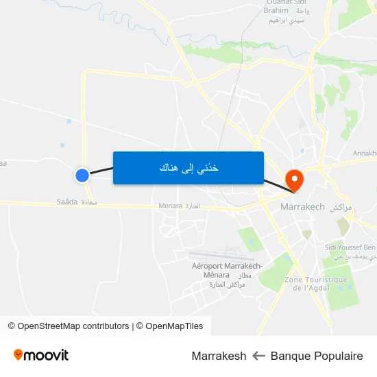 Banque Populaire to Marrakesh map