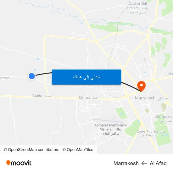 Al Afaq to Marrakesh map