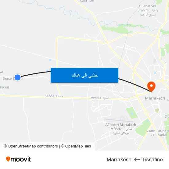Tissafine to Marrakesh map