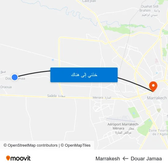 Douar Jamaa to Marrakesh map