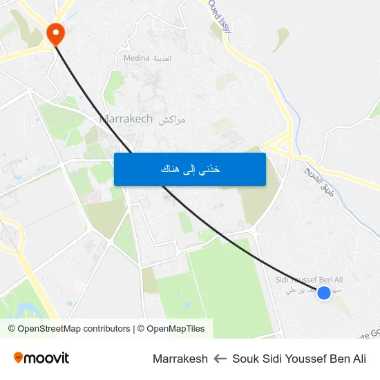 Souk Sidi Youssef Ben Ali to Marrakesh map