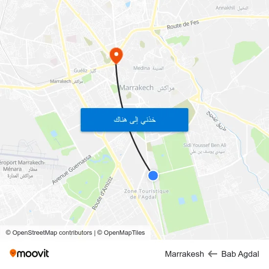 Bab Agdal to Marrakesh map
